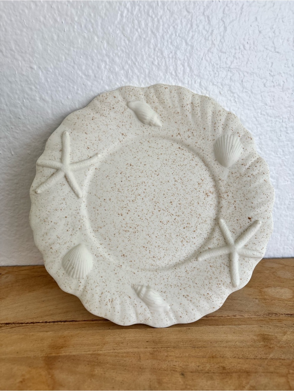 VTG Yankee Candle Seashell Candle Tray White Sands Coastal Large Jar Plate 7.5”